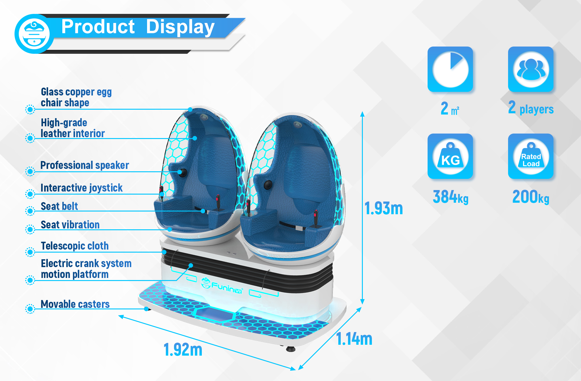 Indoor Playground Crazy VR Egg Simulator 2 Seats Arcade VR Game Machine