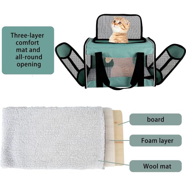 Cat Carrying Case Pet Carrier Airline Approved Protable And Breathable Pet Travel Carrier Removable Fleece Pad, Collapsible Cat Carrier Dog Carrier