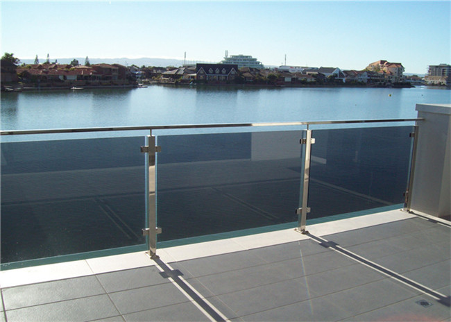 Buy cheap Square Post Building Railing , Outdoor Tinted Tempered Glass Deck Railing product