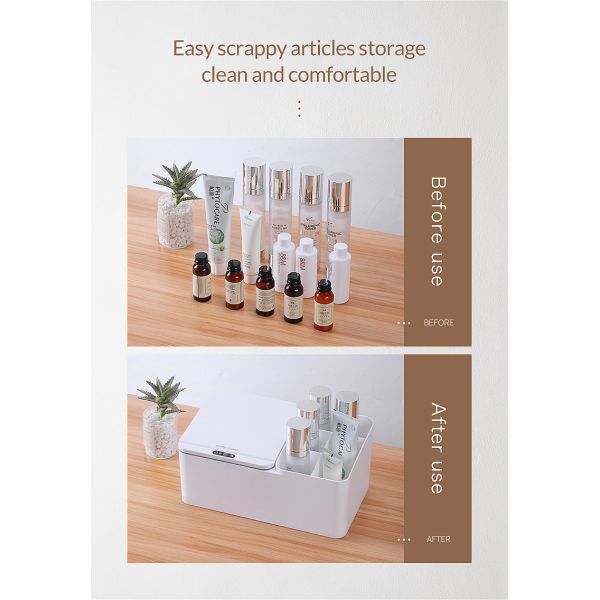 Smart Sensing Electric Desktop Storage Box Rack Jewelry Organizer Skin Care Tissue Box Storage Box Smart Waste Bins Trash Bin