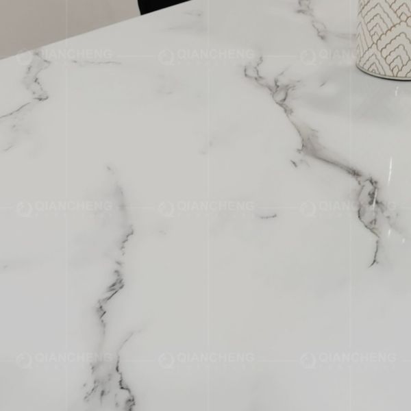Arc White Luxury Marble Dining Table With Brushed Black Legs