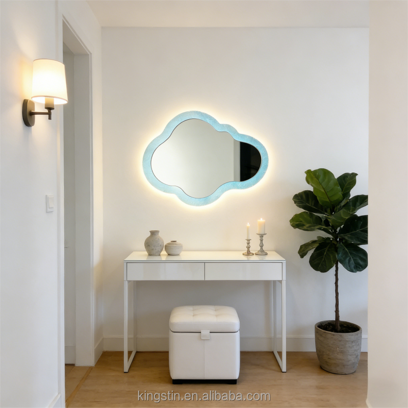 Kingstin Minimalist Floating Cloud Mirror | Custom RGB Smart Touch LED Vanity Mirror
