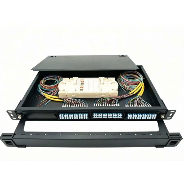 High Density 1U Rack Mount Enclosure, Tool-less Removable Top Cover, hold up 4 x LGX Cassetts, 96 Fibers(LC)