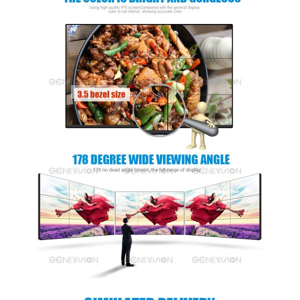55 inch splicing screen TV wall with bracket floor standing 3.5mm narrow bezel seamless video wall screen