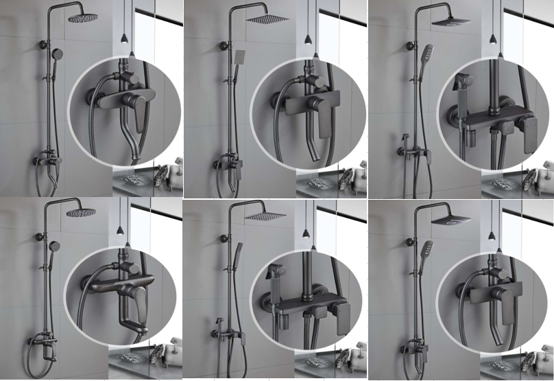 OEM Gray 304 Stainless Steel Wall Mounted Brass Faucet