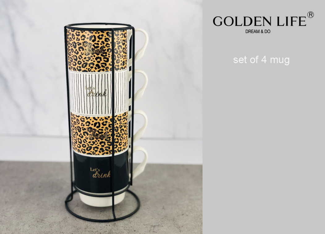 New Bone China Leopard Color Ceramic Gold Design Square Plate Ceramic Dinnerware Sets