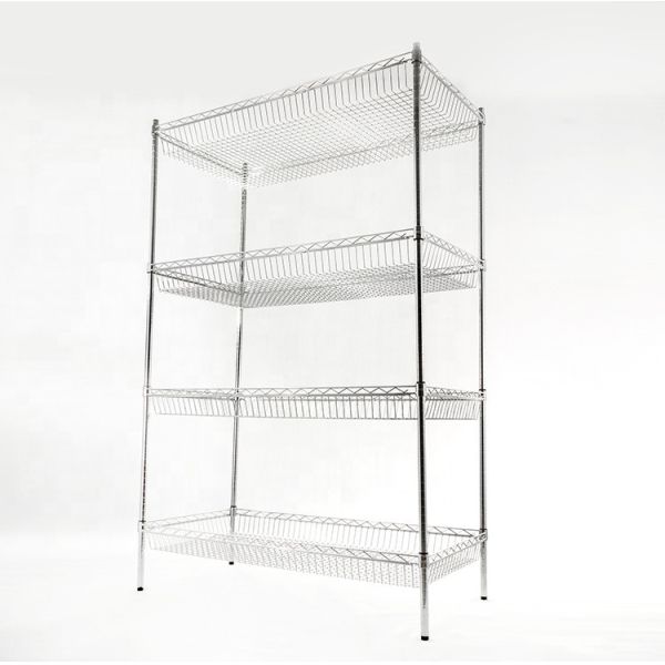 600MM 1.2M Chrome Metal Storage Wire Shelves Heavy Duty 4 Tier