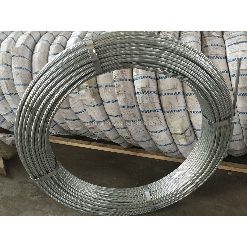 1/8" to 5/8" ASTM A 475 Standard Stay Wire 1x19/1x7 Galvanized Steel Wire Strand for Construction Materials and Projects