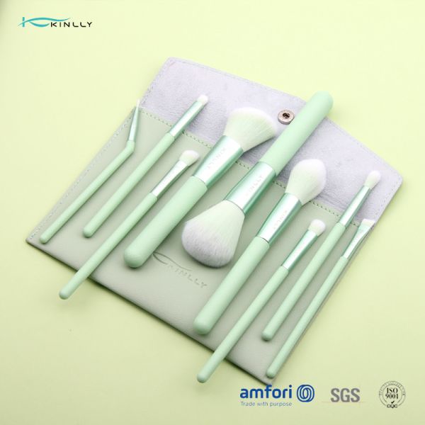 ISO9001 Plastic Handle 9pcs Makeup Brush Set With Bag