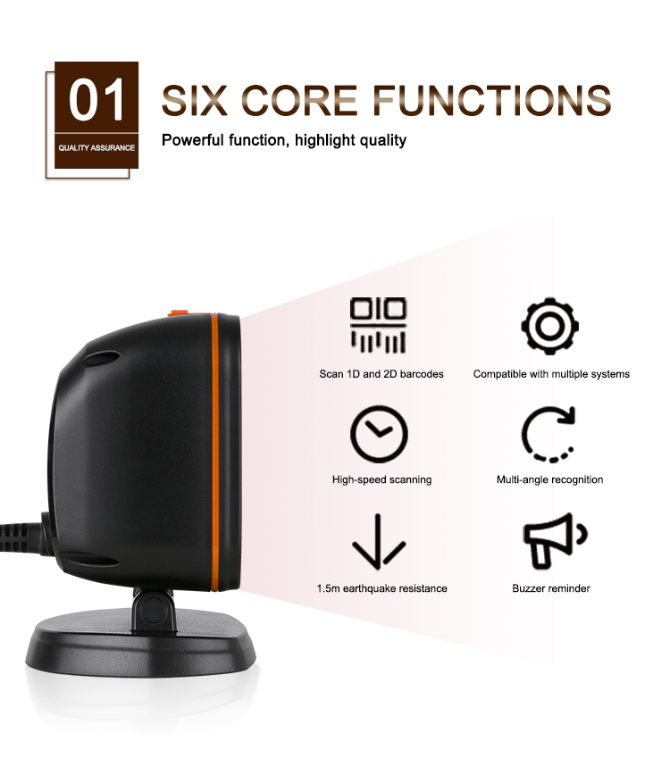 China Manufacturer Auto Scanning PS80H 2d Qr Code Reader Barcode Scanner Desktop Supermarket