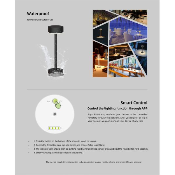 Megapower App Control Table Lamp Color Changing RGB & Dimmable Warm White Night Light for Bedrooms and Outdoor