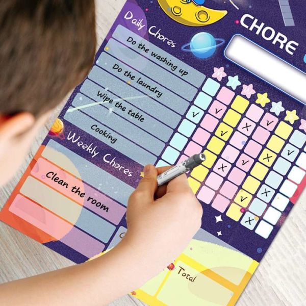 Dry Erase Erasable Magnetic Chore Chart For Fridge Rewritable