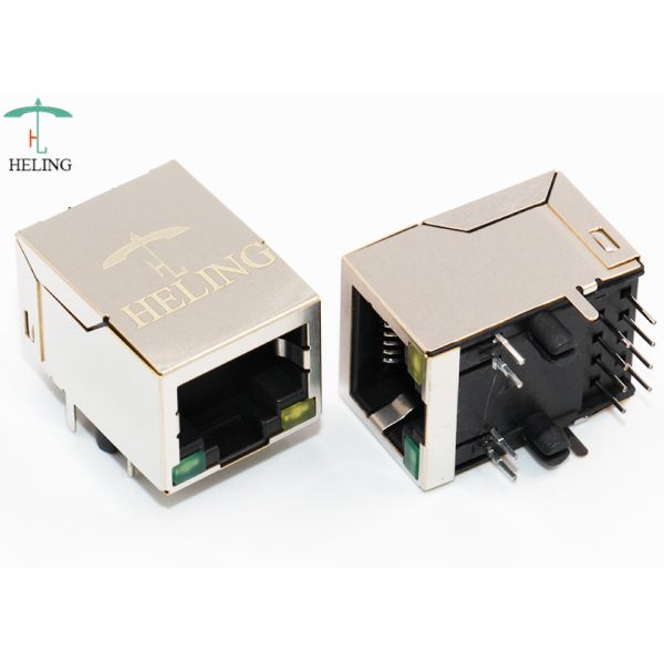 8P8C R/A RJ45 PCB Connector With LED Indicator Pipe For Networking