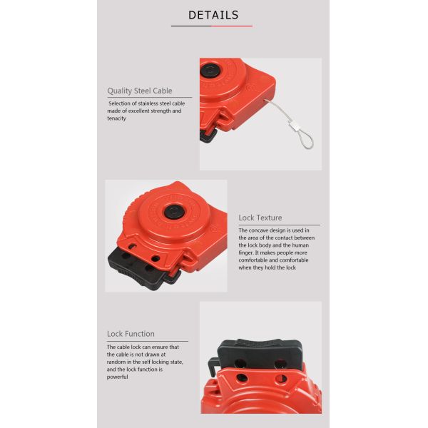 BOSHI China Supplier Nylon PA Safety Adjustable Cable Lockout