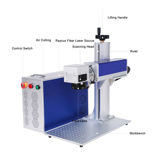 Highly Desktop Portable Mini Mopa Fiber Laser Marking Machine 20W 30W 50W 100W for Metal Pen Plastic Wood Jewelry Button