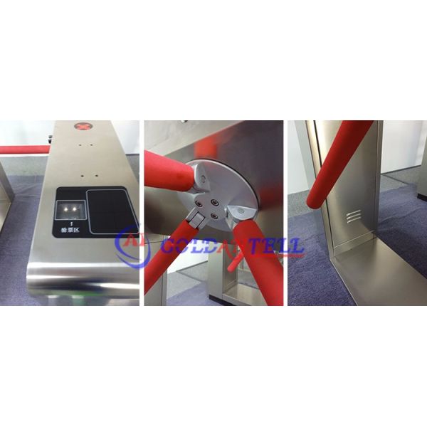 App code scanner controlled rotary drop type three arm turnstile / rfid tripod gate for Subway restaurant entry