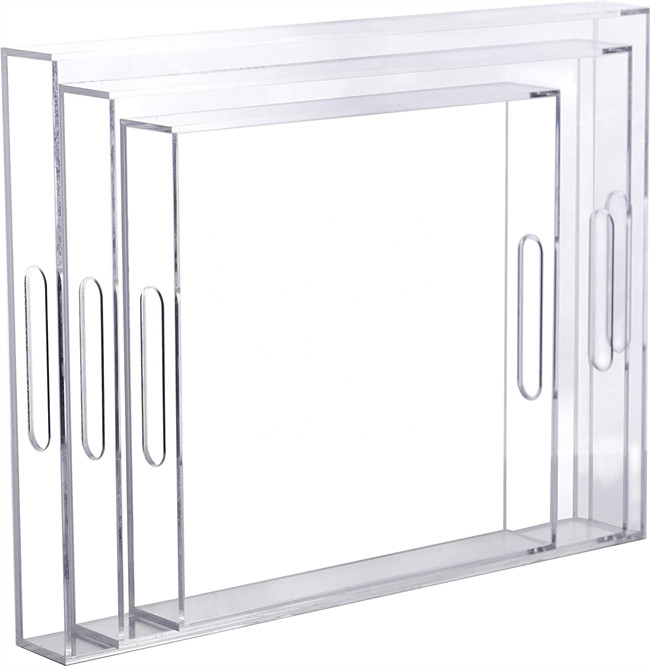 Plexiglass Clear Custom Acrylic Fabrication Acrylic Perspex Tray With Handles