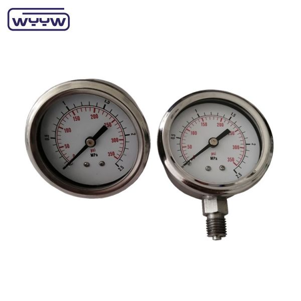 Precision Industrial Measurement Tool Liquid Filled Pressure Gauge Acrylic Window Material
