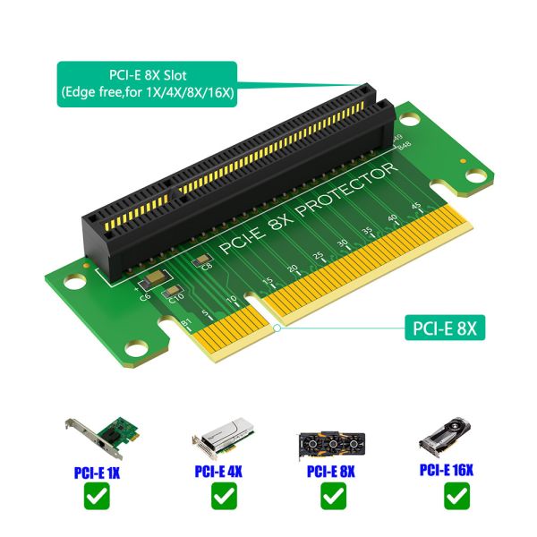 PCI-Express 8X Riser Card 90-Degree Left-Angle Adapter Card 1U Height Computer Server PCIe Socket, PCI-E 8X Elevated