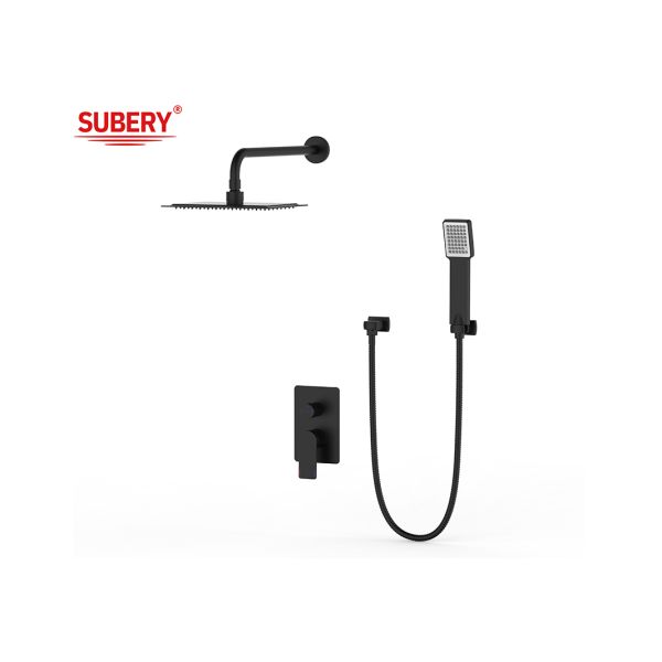 Single Lever Concealed In Wall Bath Or Shower Mixer With Diverter Rainshower Handshower Bath Matt Black Brass Tap Faucet
