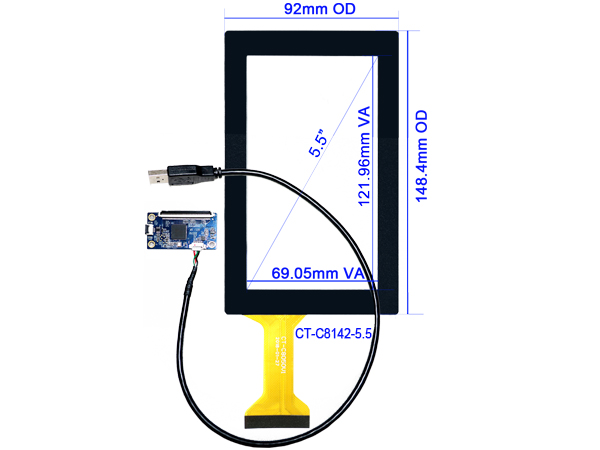 USB Interface GG Touch Panel 5.5 Inch Multi Touch Capacitive Screen