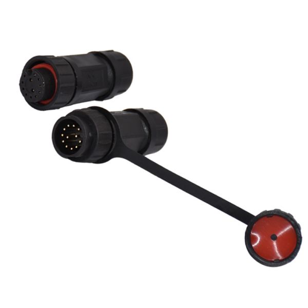 12P Waterproof Data Connector M19 IP67 M19 Screw Locking Black
